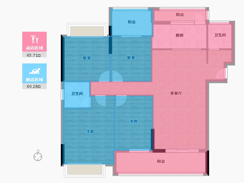 湖北省-襄阳市-房投翰林府-113.67-户型库-动静分区