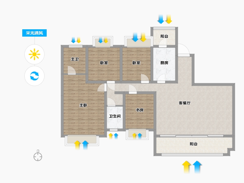 四川省-成都市-鹭湖宫19区长河湾-128.14-户型库-采光通风