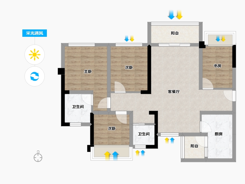 四川省-宜宾市-绿地宜宾城际空间站-82.05-户型库-采光通风