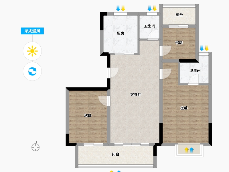 江苏省-镇江市-海伦堡云麓小院-92.00-户型库-采光通风