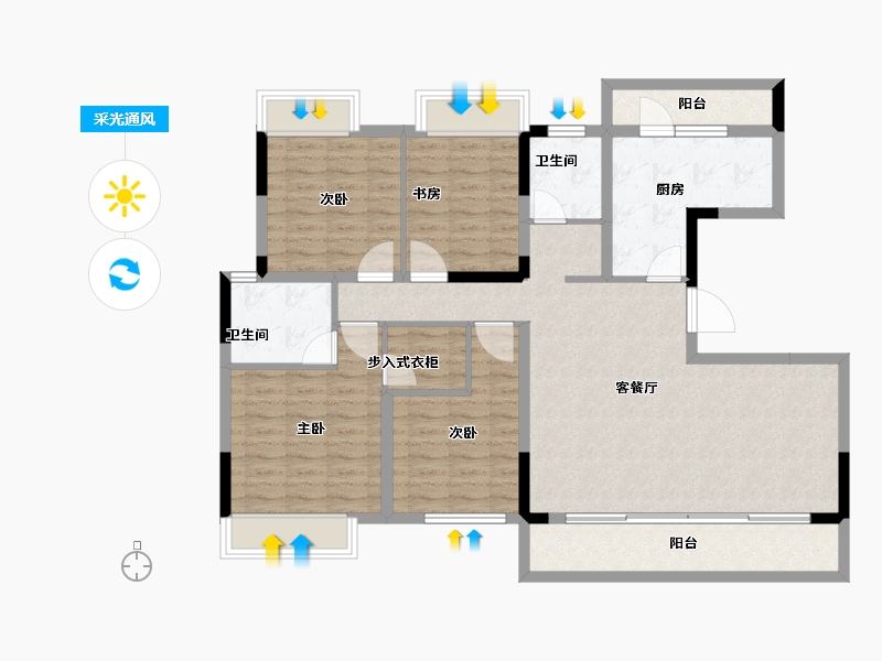 四川省-成都市-光明蓉府-114.40-户型库-采光通风