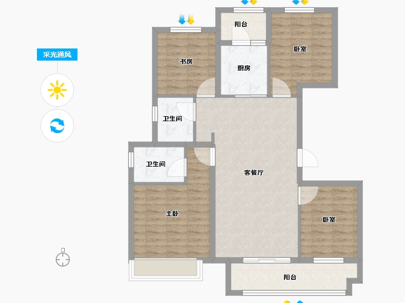 安徽省-马鞍山市-中梁时代江来-96.01-户型库-采光通风