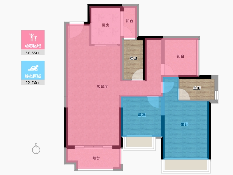 广东省-惠州市-时代可园-77.73-户型库-动静分区