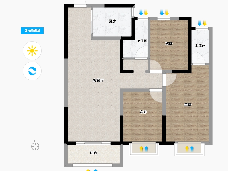 山东省-德州市-双企·龙城和悦府-98.01-户型库-采光通风