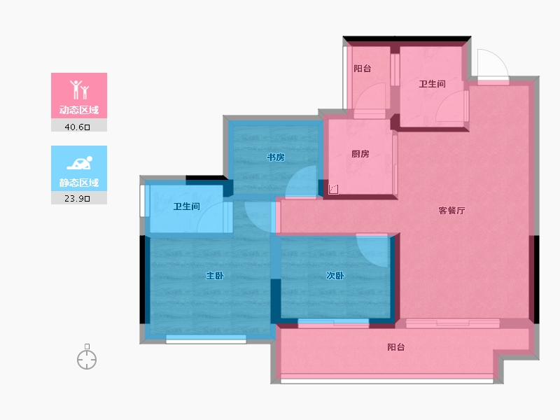 四川省-宜宾市-世茂金座云锦-56.45-户型库-动静分区