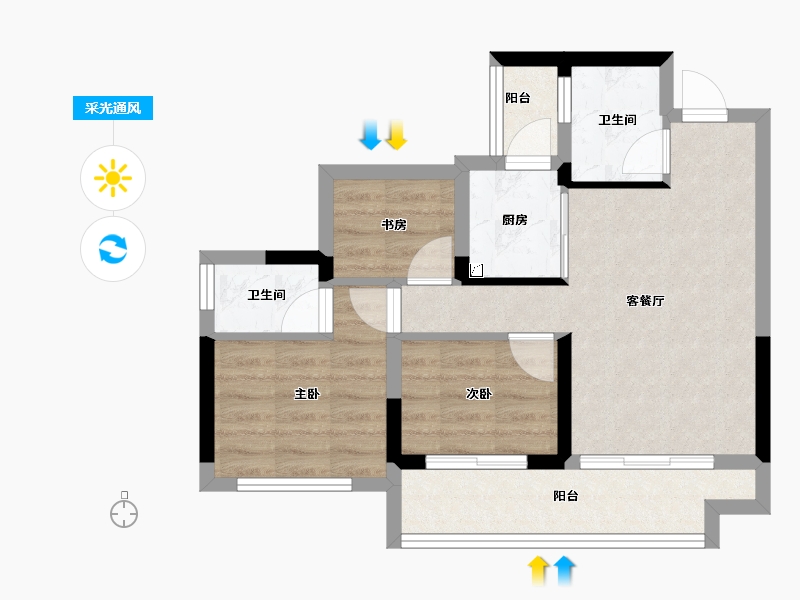 四川省-宜宾市-世茂金座云锦-56.45-户型库-采光通风