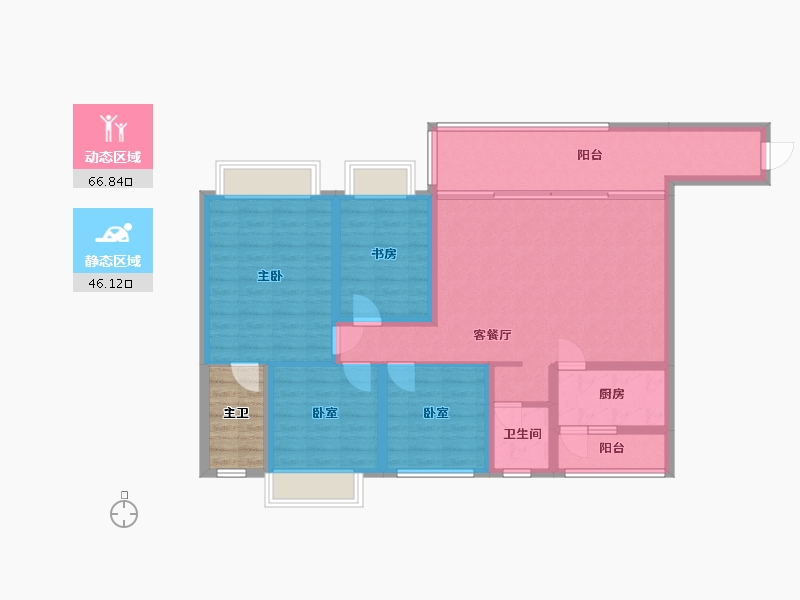 四川省-成都市-鹭湖宫19区长河湾-105.76-户型库-动静分区