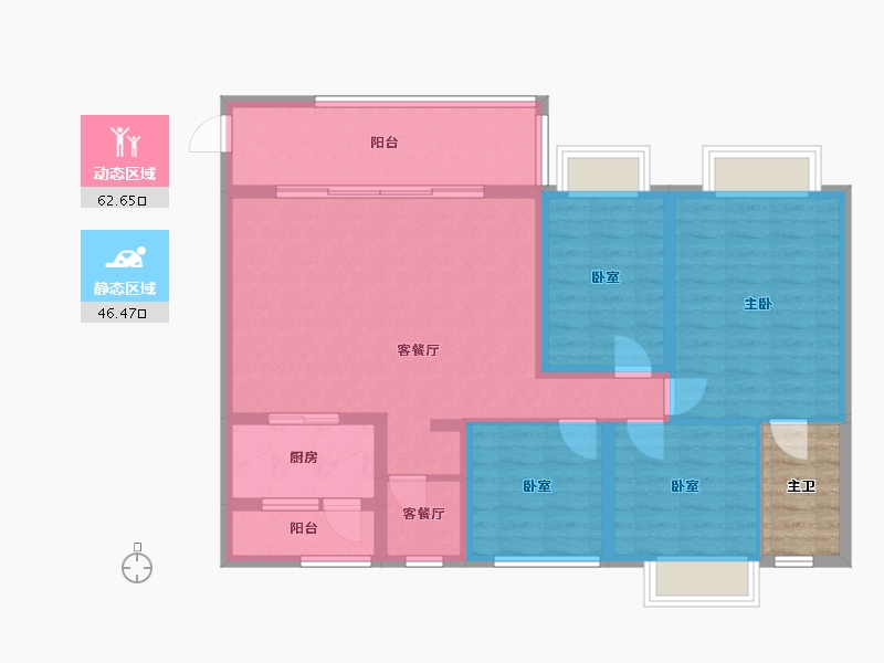 四川省-成都市-鹭湖宫19区长河湾-102.31-户型库-动静分区