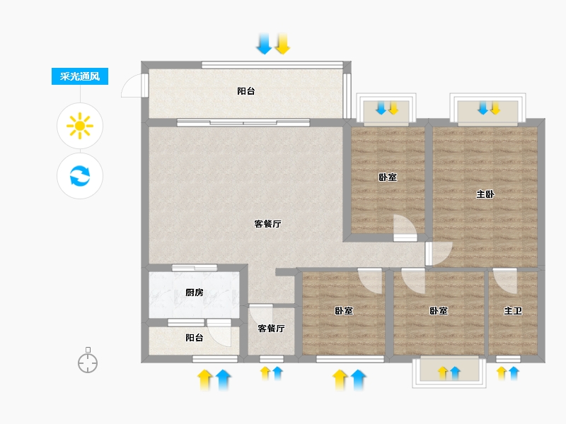 四川省-成都市-鹭湖宫19区长河湾-102.31-户型库-采光通风