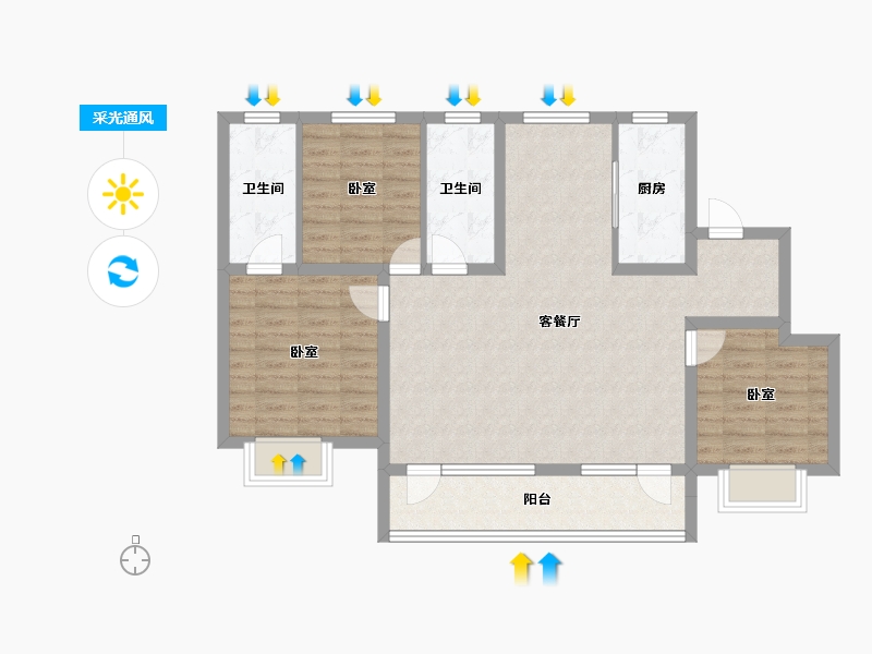 吉林省-吉林市-泽信·江山府-93.99-户型库-采光通风