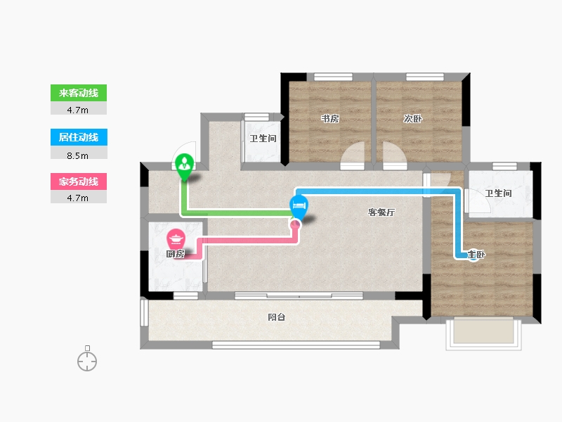 重庆-重庆市-中建南宸玖樾-76.00-户型库-动静线