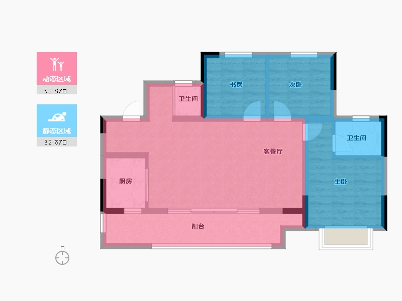 重庆-重庆市-中建南宸玖樾-76.00-户型库-动静分区