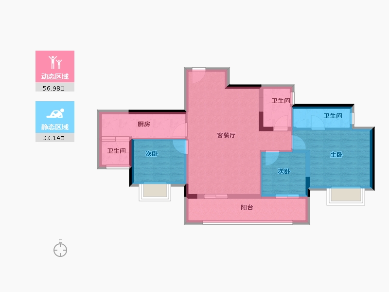 重庆-重庆市-中建清能悦和城-79.90-户型库-动静分区