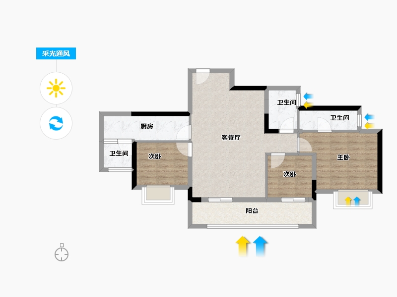 重庆-重庆市-中建清能悦和城-79.90-户型库-采光通风