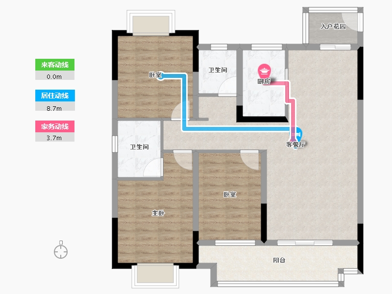 湖北省-襄阳市-海伦堡金科东方美院-95.87-户型库-动静线