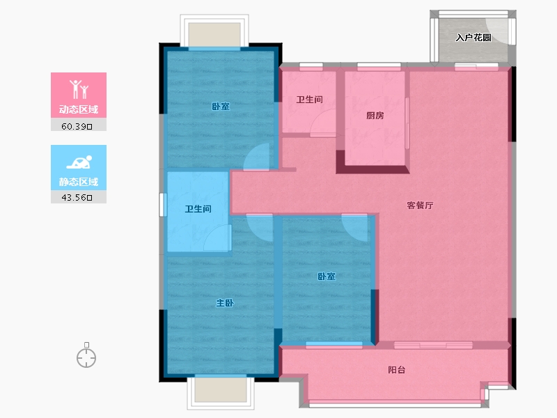 湖北省-襄阳市-海伦堡金科东方美院-95.87-户型库-动静分区