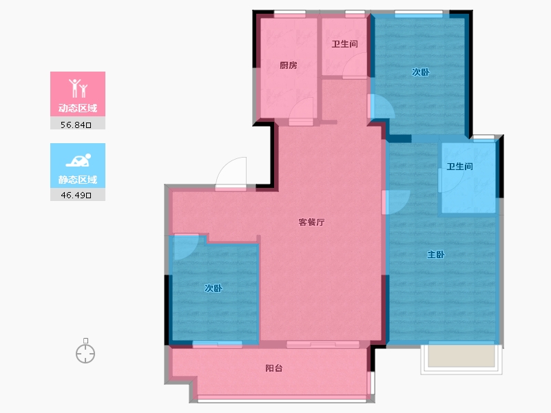 江苏省-镇江市-镇江金山铭著-92.86-户型库-动静分区