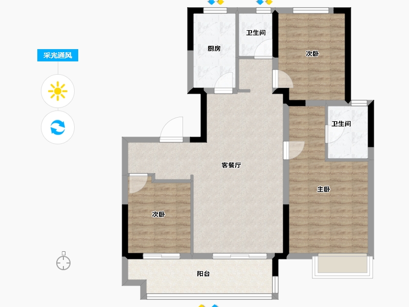 江苏省-镇江市-镇江金山铭著-92.86-户型库-采光通风