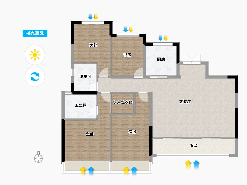 浙江省-绍兴市-中国铁建花语江南-127.79-户型库-采光通风