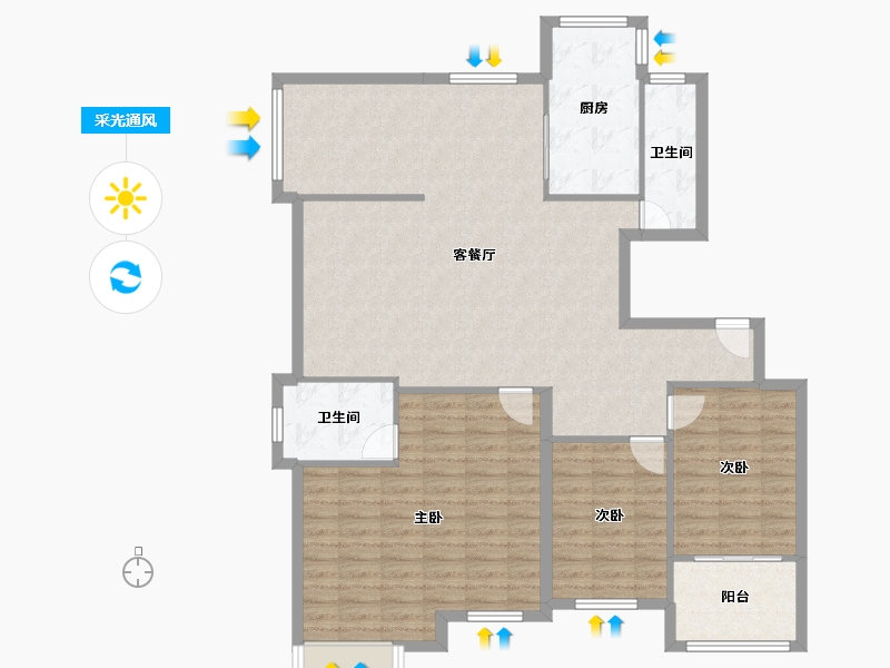 江苏省-常州市-天安花园-108.80-户型库-采光通风