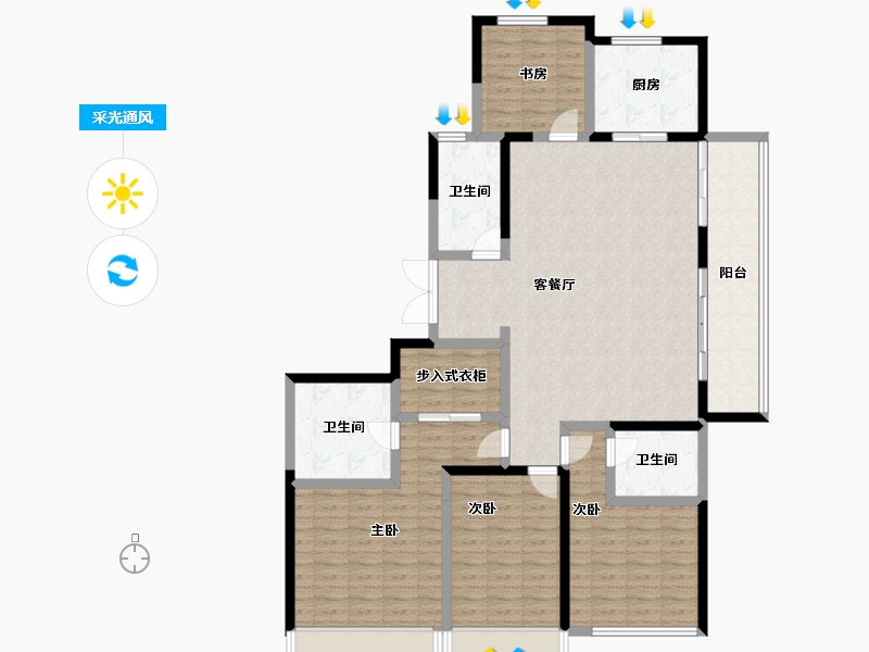 浙江省-绍兴市-中国铁建花语江南-145.70-户型库-采光通风