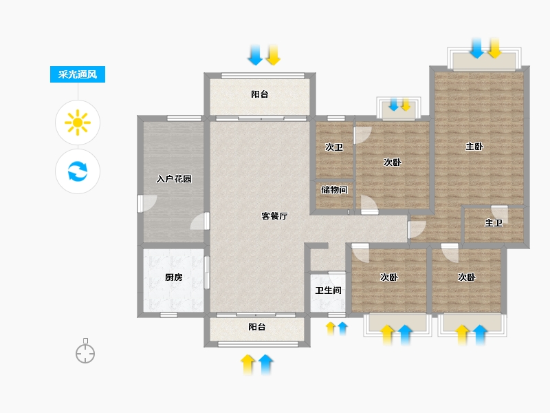 四川省-成都市-熙畔别院-156.23-户型库-采光通风