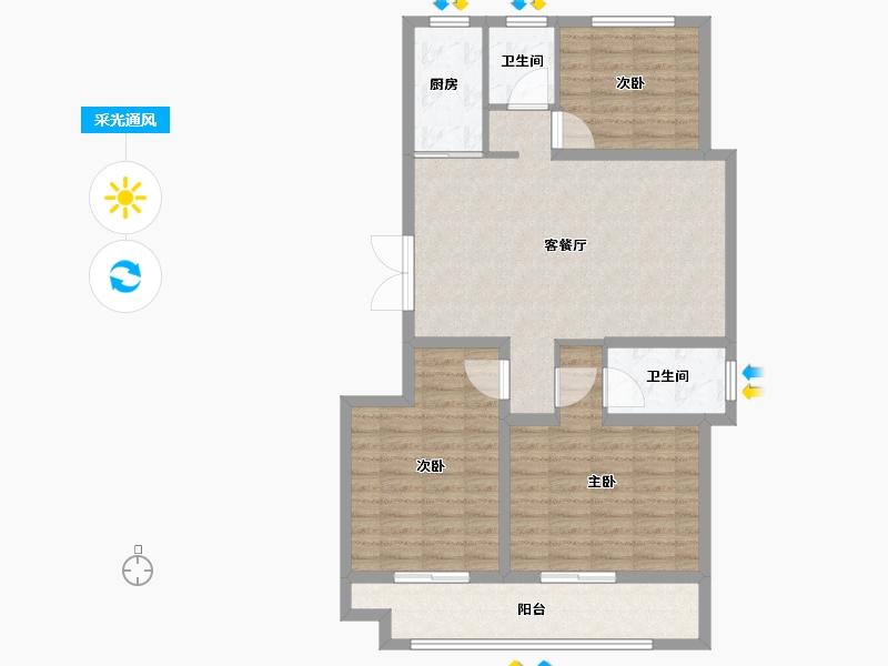 山东省-德州市-名仕雅居二期-96.01-户型库-采光通风