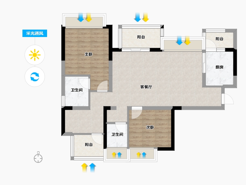 四川省-成都市-融创春风十里-82.40-户型库-采光通风