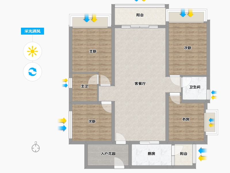 四川省-成都市-熙畔别院-106.45-户型库-采光通风