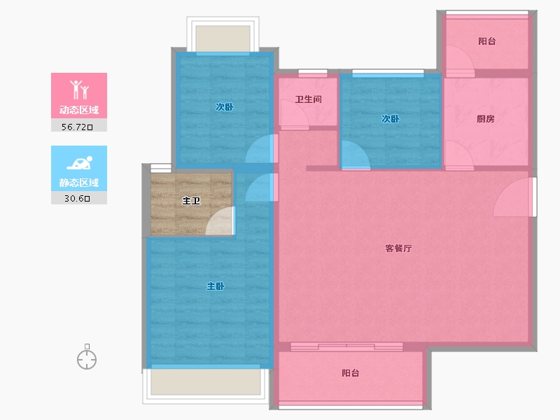 四川省-成都市-景瑞誉璟风华-82.69-户型库-动静分区