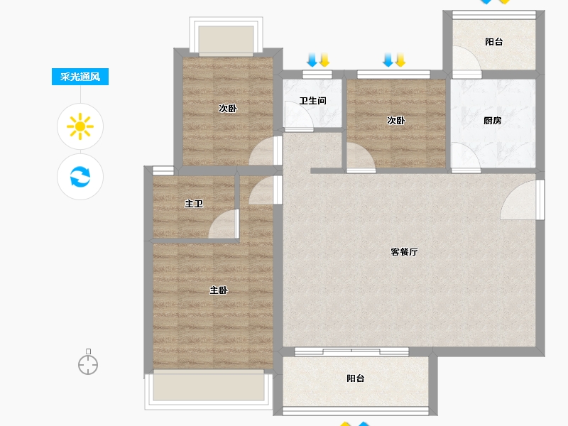 四川省-成都市-景瑞誉璟风华-82.69-户型库-采光通风