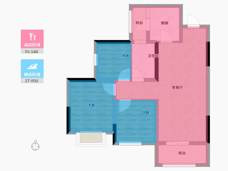 重庆-重庆市-中建南宸玖樾-68.00-户型库-动静分区