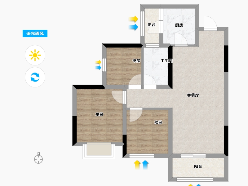 重庆-重庆市-中建南宸玖樾-68.00-户型库-采光通风