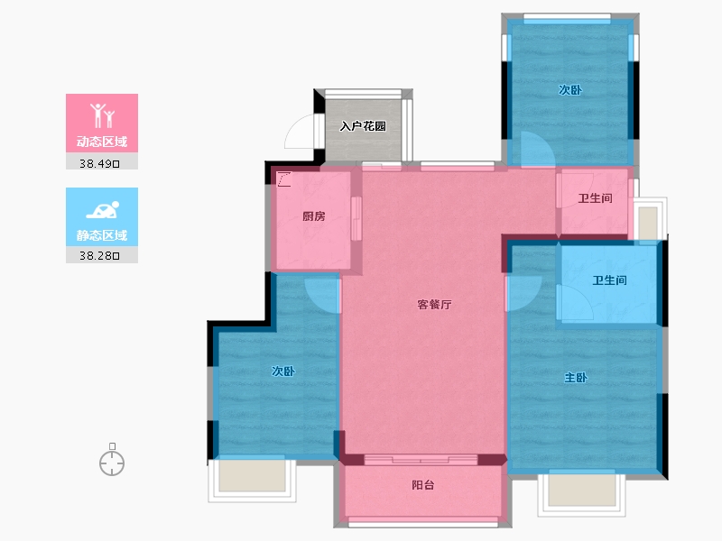 福建省-漳州市-碧桂园公园上城-71.20-户型库-动静分区