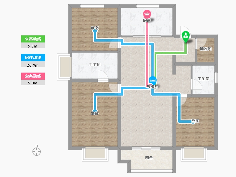 吉林省-吉林市-万科滨江九里二期-101.60-户型库-动静线