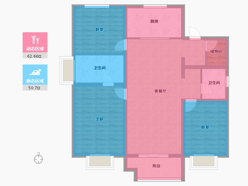 吉林省-吉林市-万科滨江九里二期-101.60-户型库-动静分区