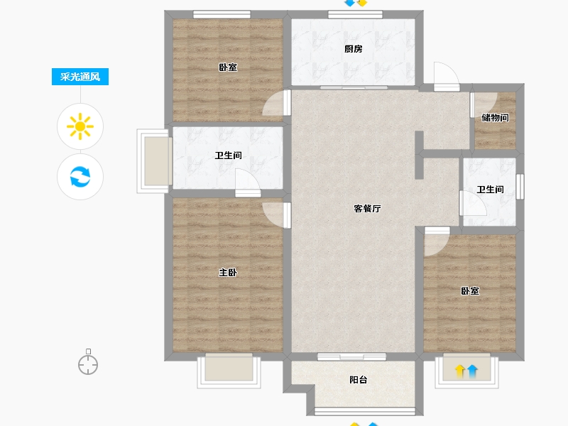 吉林省-吉林市-万科滨江九里二期-101.60-户型库-采光通风