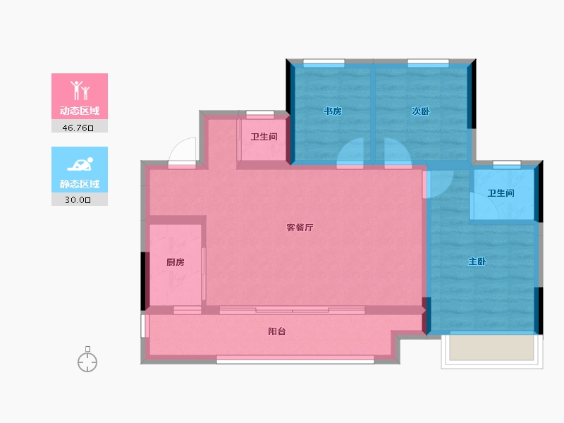 重庆-重庆市-中建南宸玖樾-68.01-户型库-动静分区