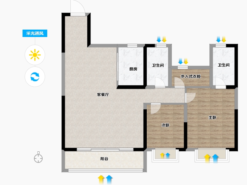 山东省-德州市-碧桂园凤凰星宸-105.58-户型库-采光通风