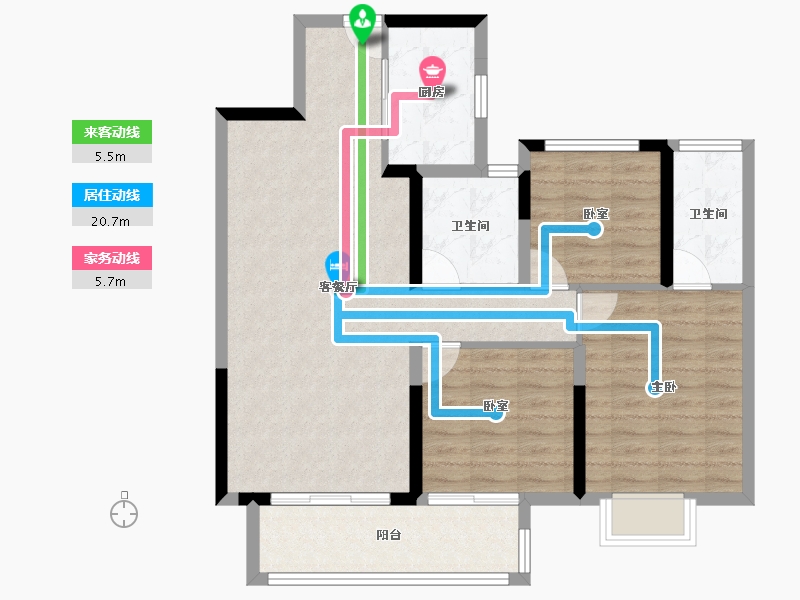 湖北省-襄阳市-海伦堡金科东方美院-87.20-户型库-动静线