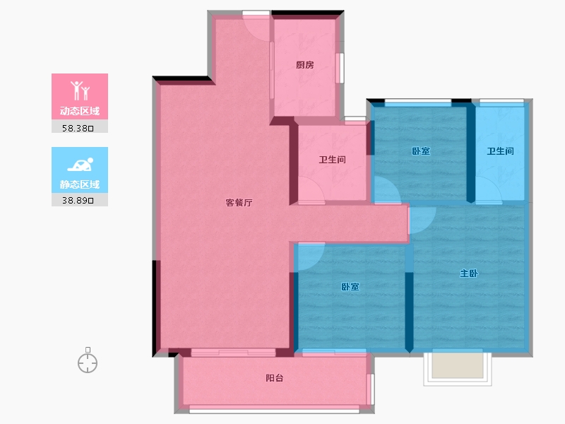 湖北省-襄阳市-海伦堡金科东方美院-87.20-户型库-动静分区