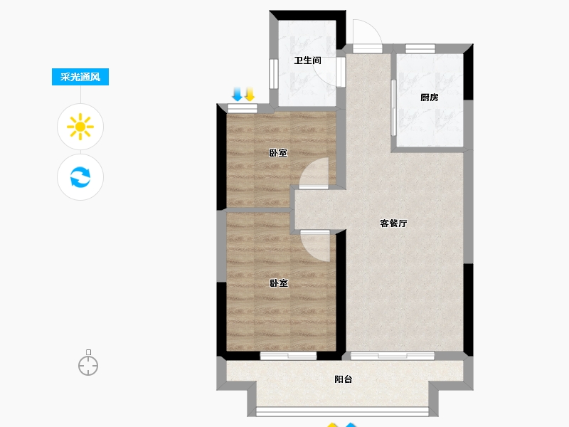 广西壮族自治区-北海市-融创海映兰屿-55.24-户型库-采光通风