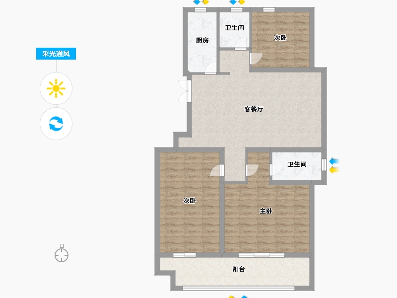 山东省-德州市-名仕雅居二期-95.99-户型库-采光通风