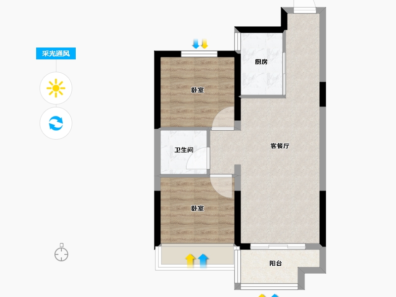 河南省-南阳市-嘉安山河筑-53.60-户型库-采光通风