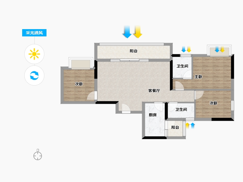 重庆-重庆市-中建清能悦和城-79.70-户型库-采光通风