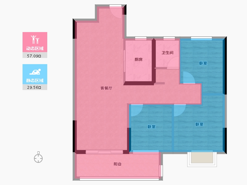 湖北省-襄阳市-海伦堡金科东方美院-77.60-户型库-动静分区