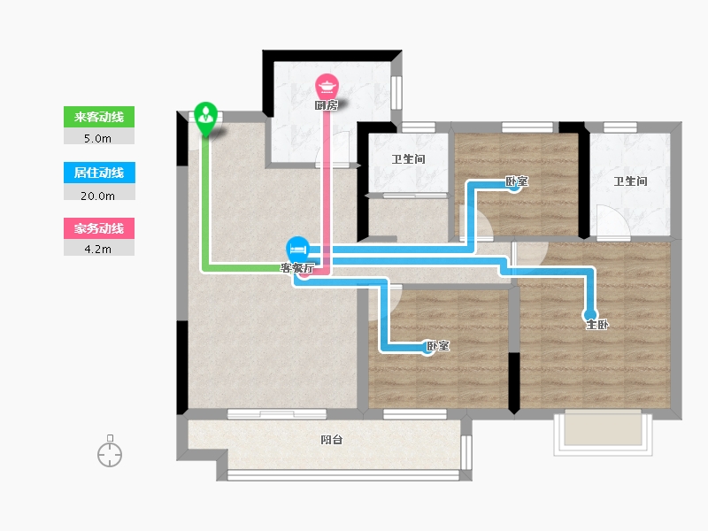 湖北省-襄阳市-海伦堡金科东方美院-79.20-户型库-动静线