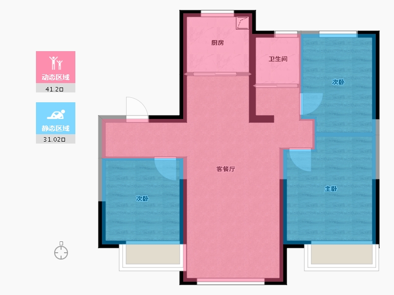 河北省-邯郸市-碧桂园翡翠郡三期-64.13-户型库-动静分区