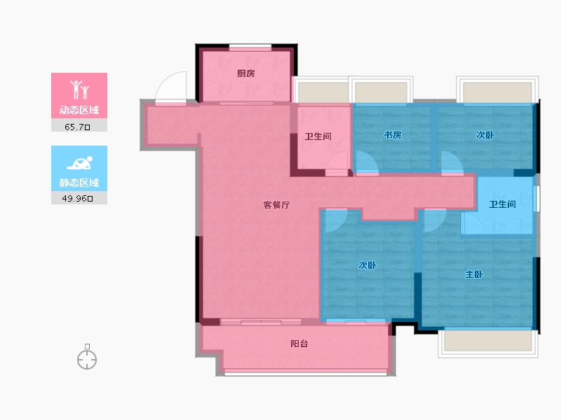 江苏省-镇江市-美的·悦岚山-104.06-户型库-动静分区