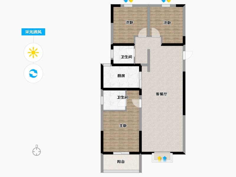 山东省-德州市-双企·龙城和悦府-120.00-户型库-采光通风